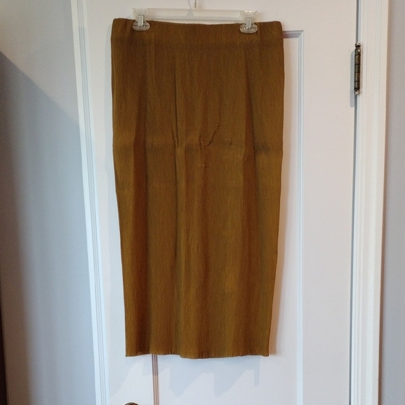 COS Cupro Silk Midi Pencil Skirt Brown Copper Luster Minimalist Size 10 - Picture 1 of 6